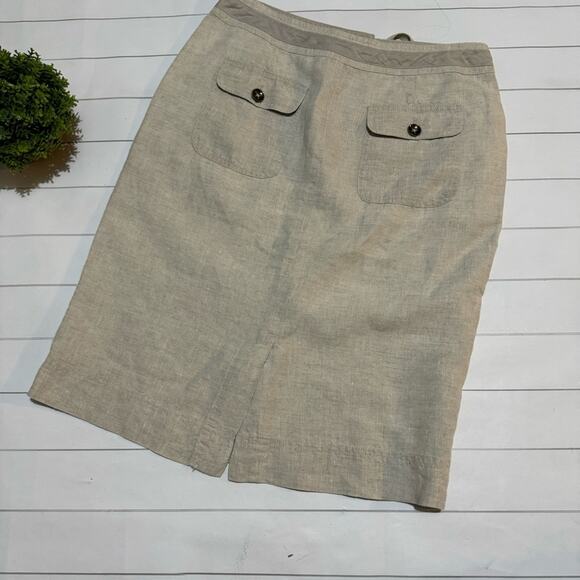 Talbots Cream Linen Knee Length Pencil Skirt Women’s Size 2 - Picture 2 of 4